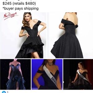 Mac Duggal Elegant Black Off-Shoulder High-Low Dress